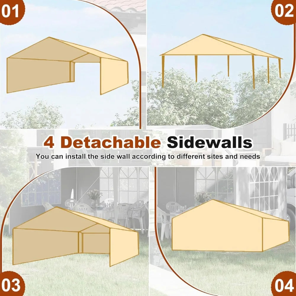 Osparple Outdoor Gazebo Canopy Tent Shelter With Removable Side Walls