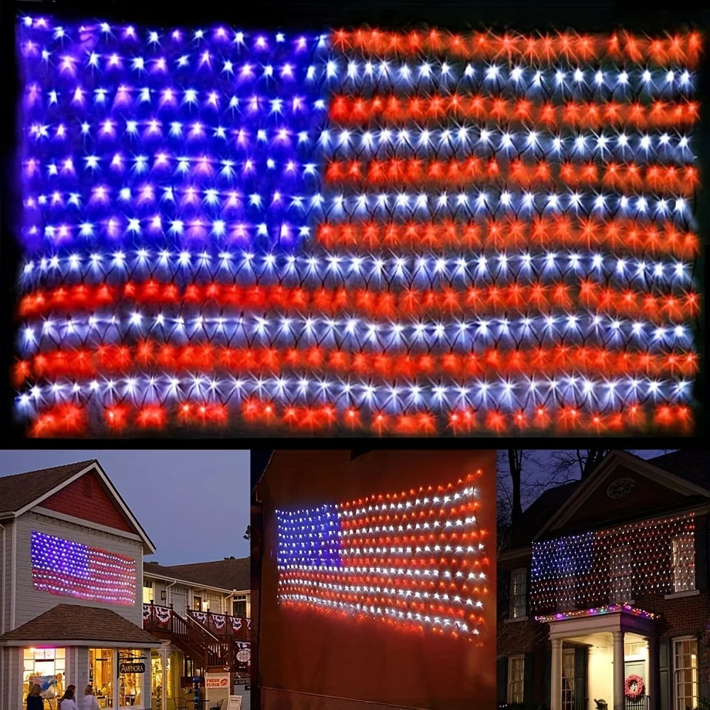 American Flag Net Light 416 LED String Lights For Independence