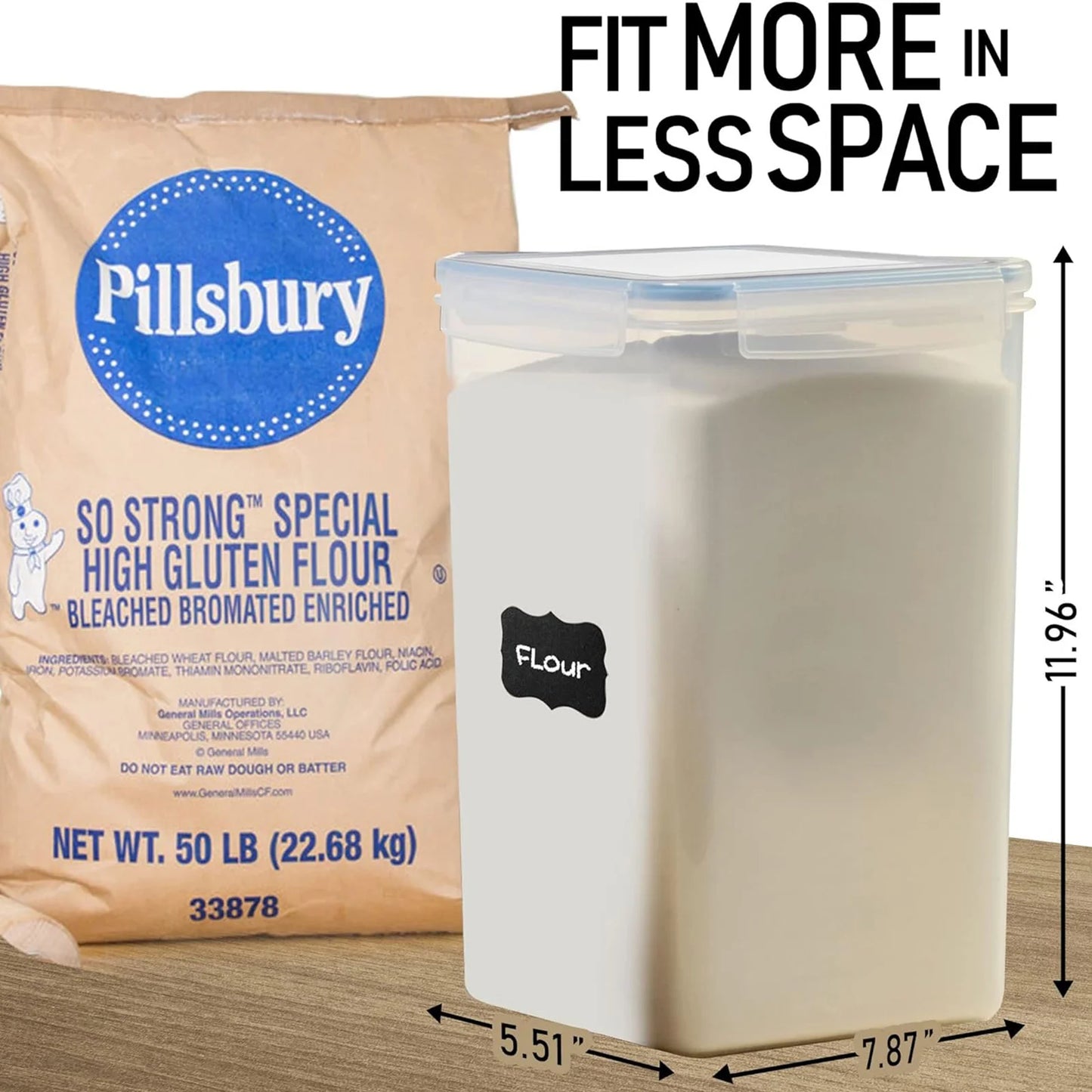 Two Pack Airtight Food Storage Containers For Cereal Flour Pantry