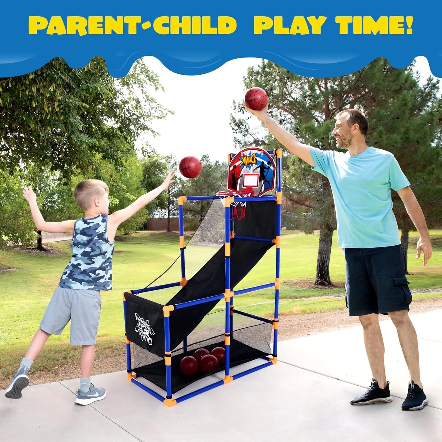 Joyfy Kids Arcade Basketball Game Set With Hoop And Balls