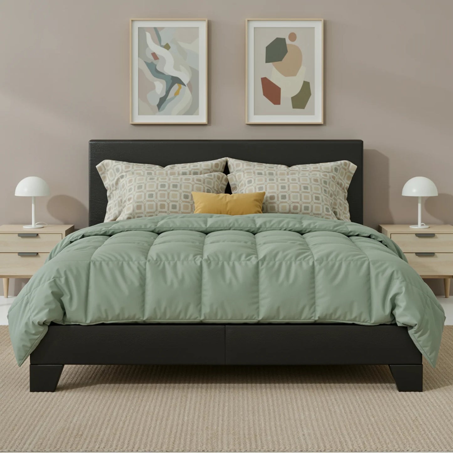 HOOMIC Upholstered Bed Frame with Adjustable Headboard and Quiet Support