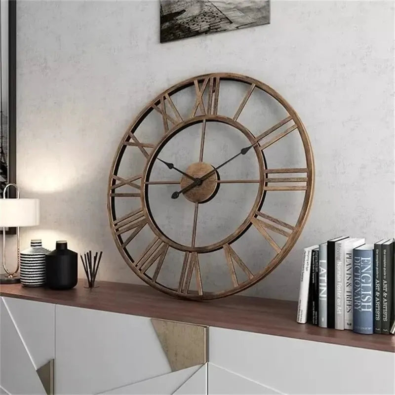 WOKLOK Modern 3D Wall Clock With Roman Numerals Metal Round