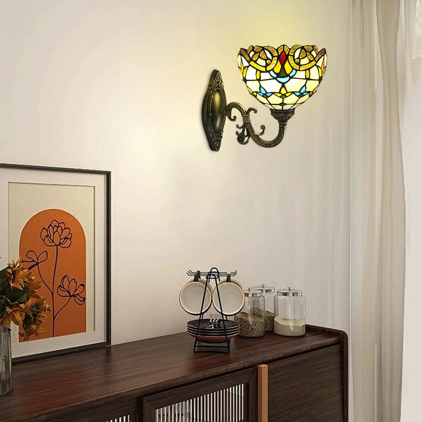 Tiffany Vintage Handmade Dome Wall Lamp for Living Room and Staircase