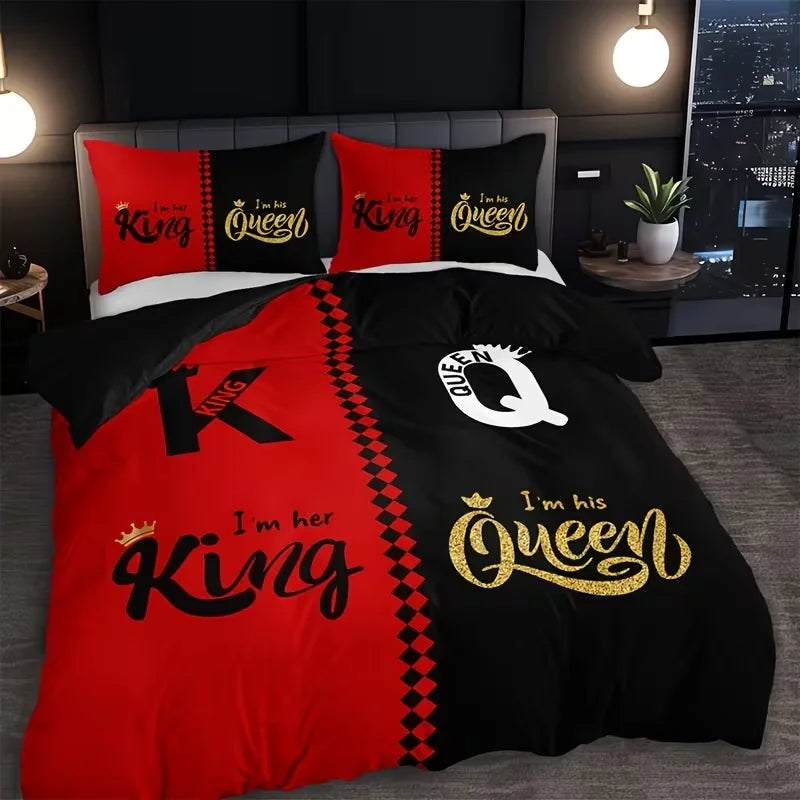 YHXSLYCN Three Piece Duvet Cover Set With Letter Print