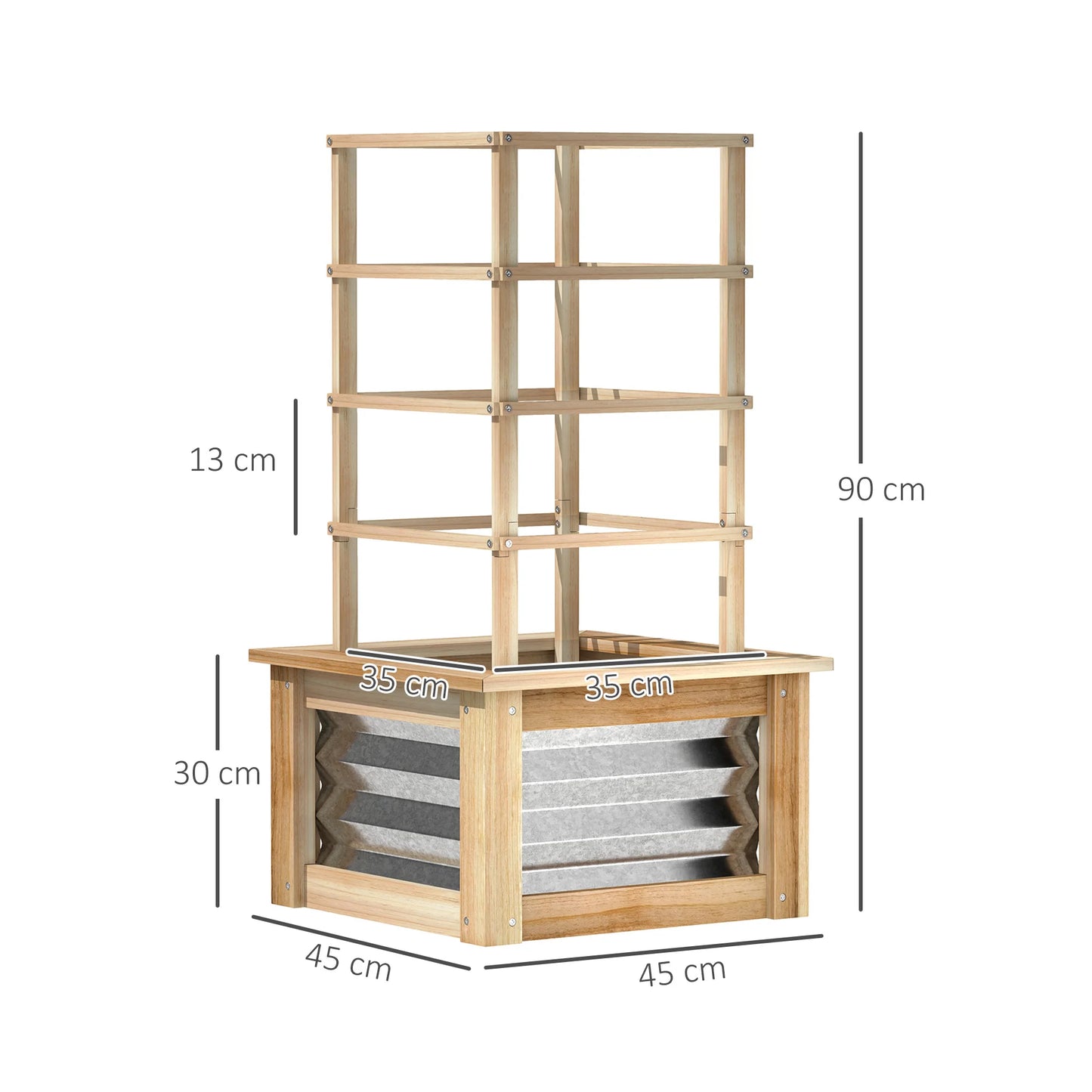 Outdoor Planter With Trellis Wooden Planter Box for Garden