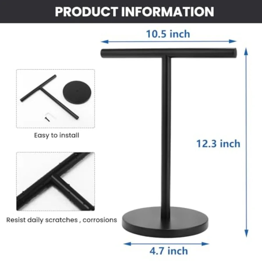T Shape Stainless Steel Bath Towel Holder Stand Matte Finish