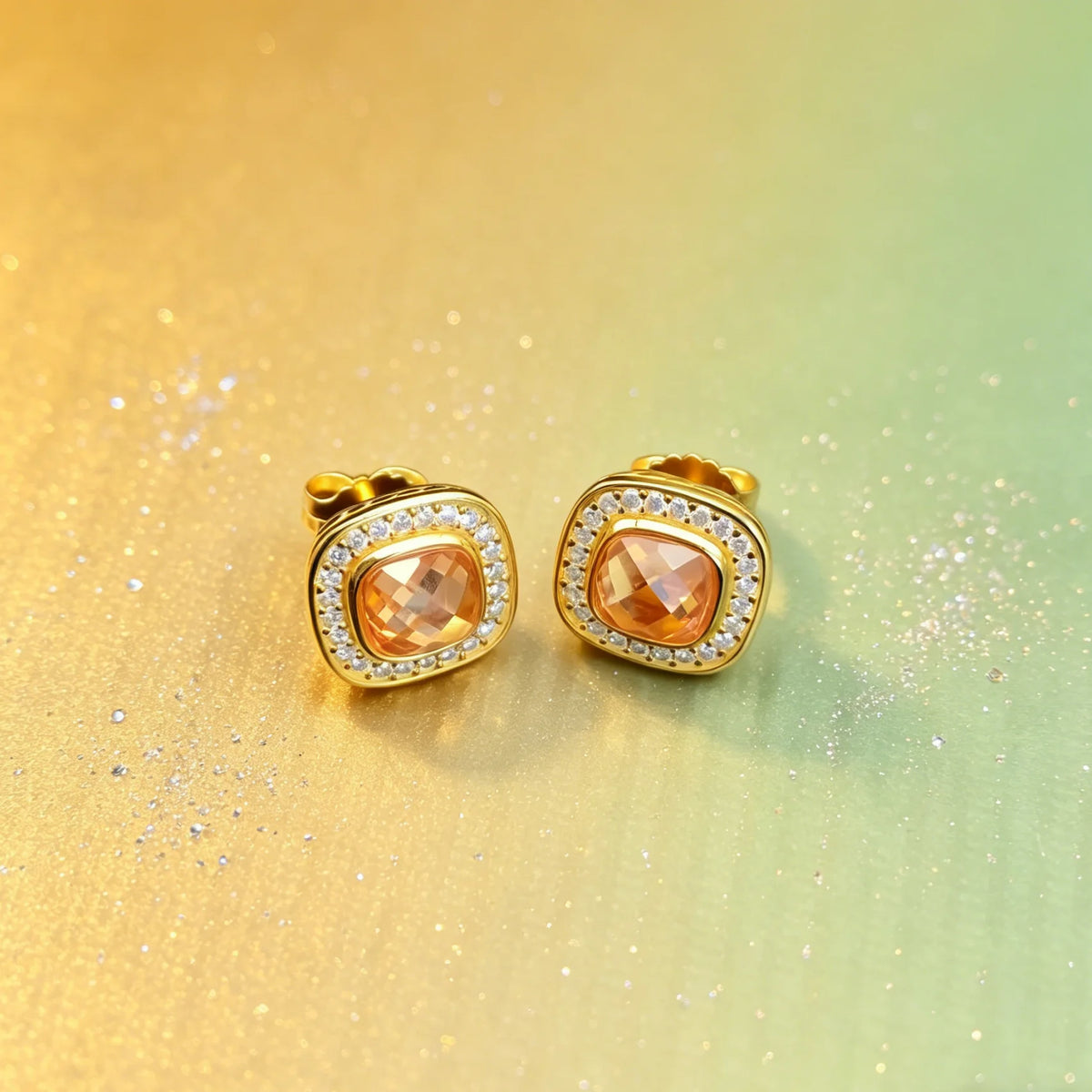 Women Zircon Stud Earrings Fine Geometric Design Elegant Stylish Jewelry