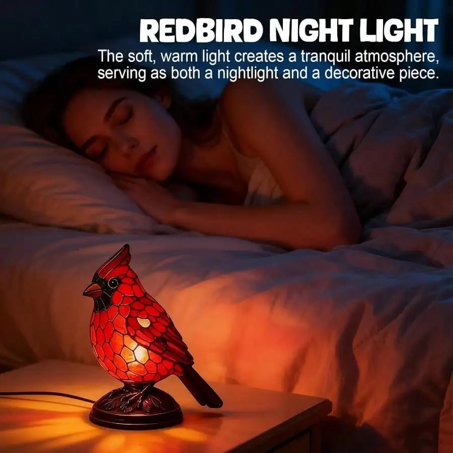Resin Cardinal Bird Night Light Decorative Desk Lamp for Home