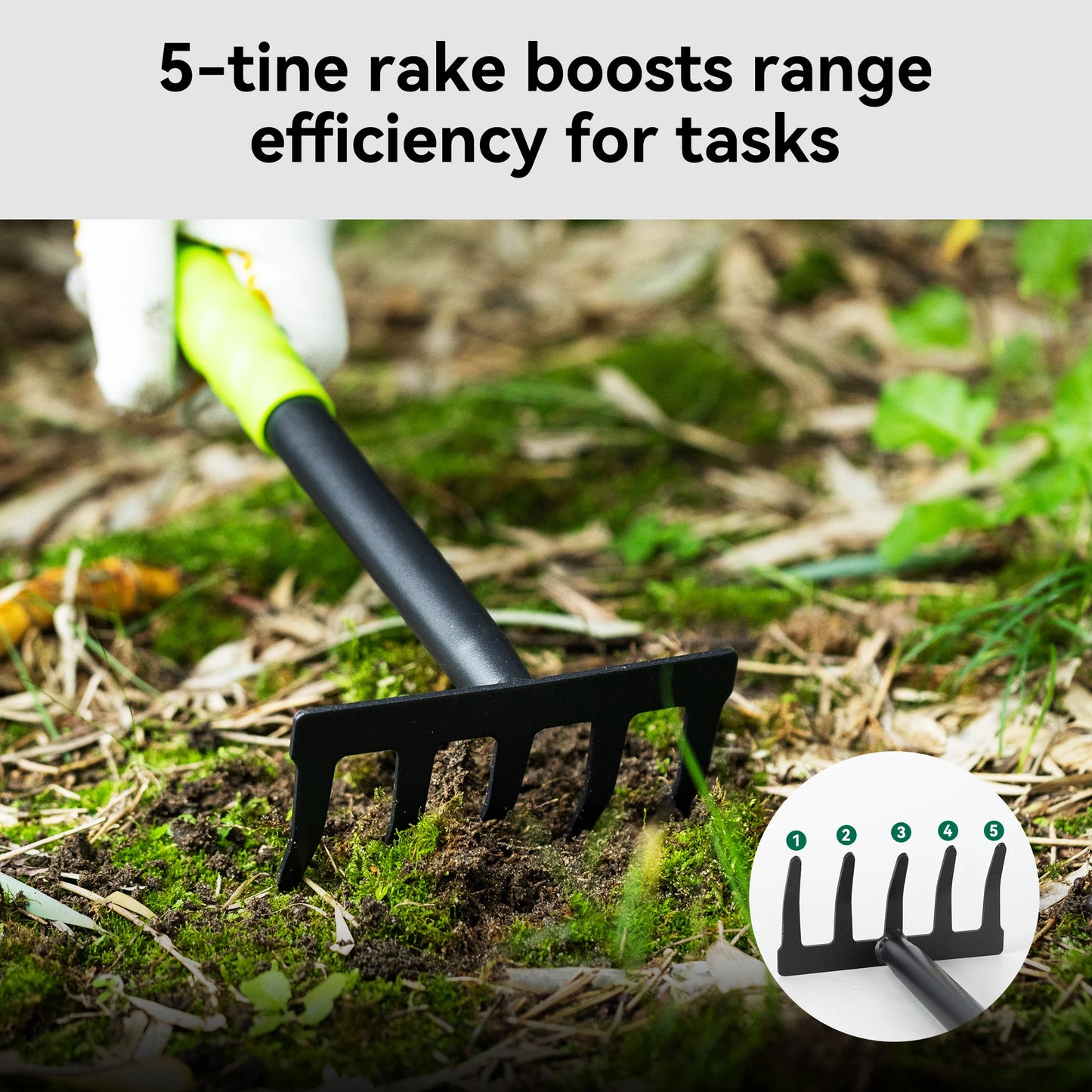 Deli 3 Piece Garden Tools Set Heavy Duty Hand Trowel Hoe Rake