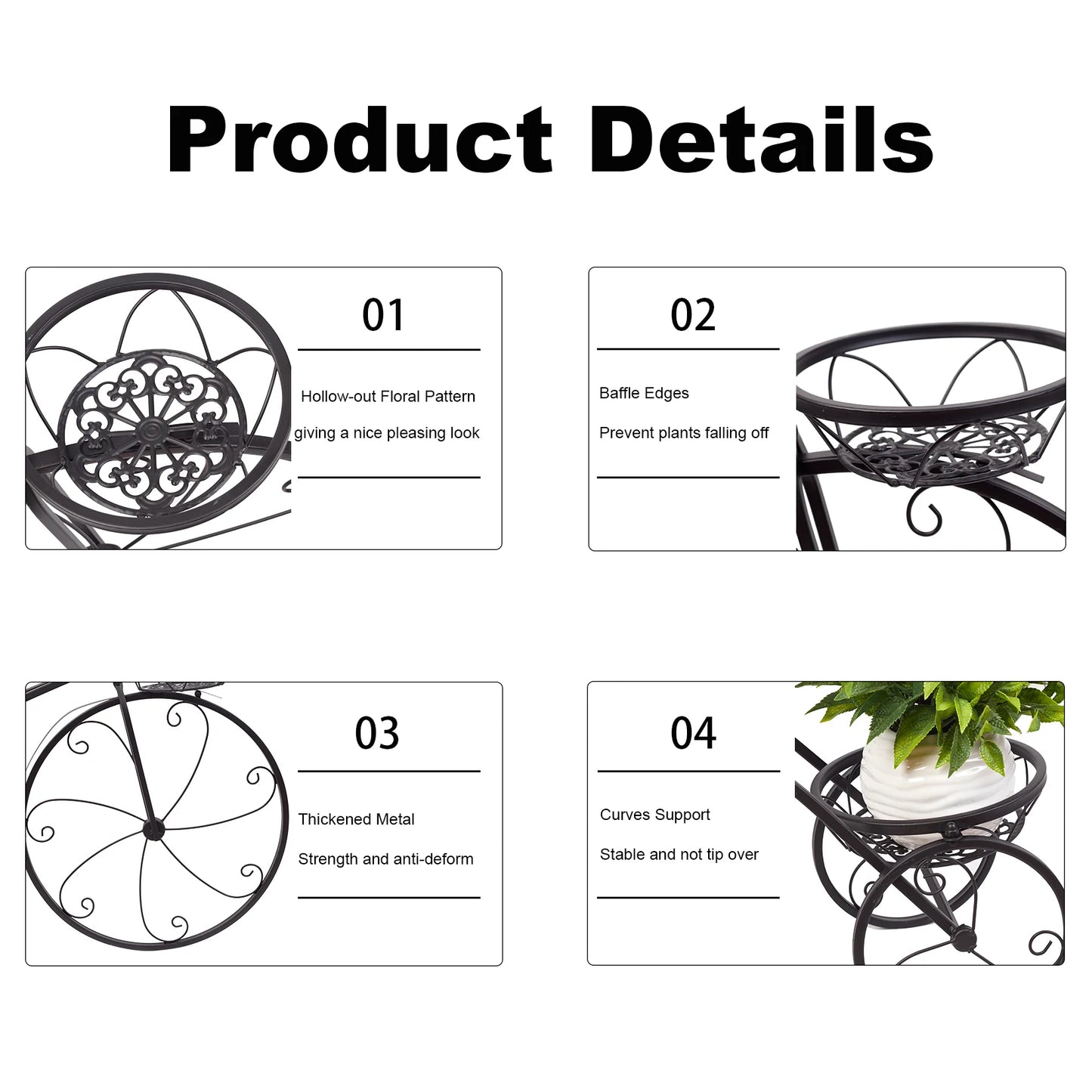 Wisfor Indoor 3 Tier Iron Garden Plant Stand Bicycle Shape