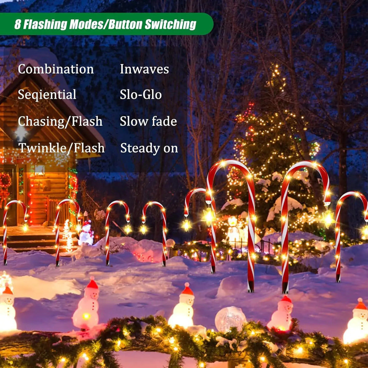 Solar Powered Garden Cane Lights Waterproof Outdoor Decorative Figure Lights
