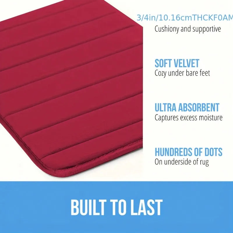 Memory Foam Bathroom Rug Set, Plush Absorbent Bath Mats