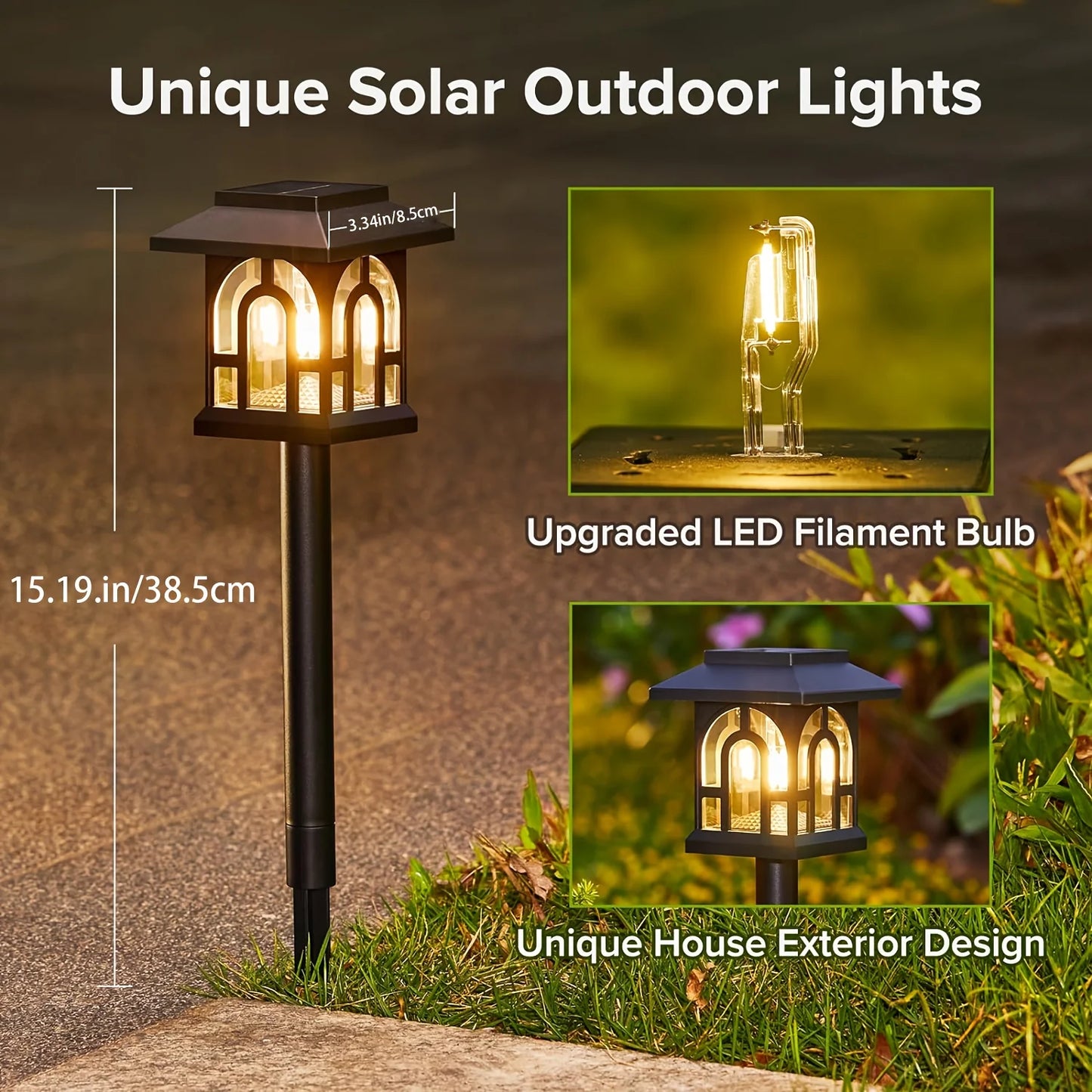 Solar Pathway Lights Outdoor Auto On Off For Yard Walkway
