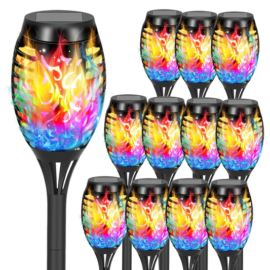 Solar Torch Lights Flame Lamp 12 LED Waterproof Outdoor Garden