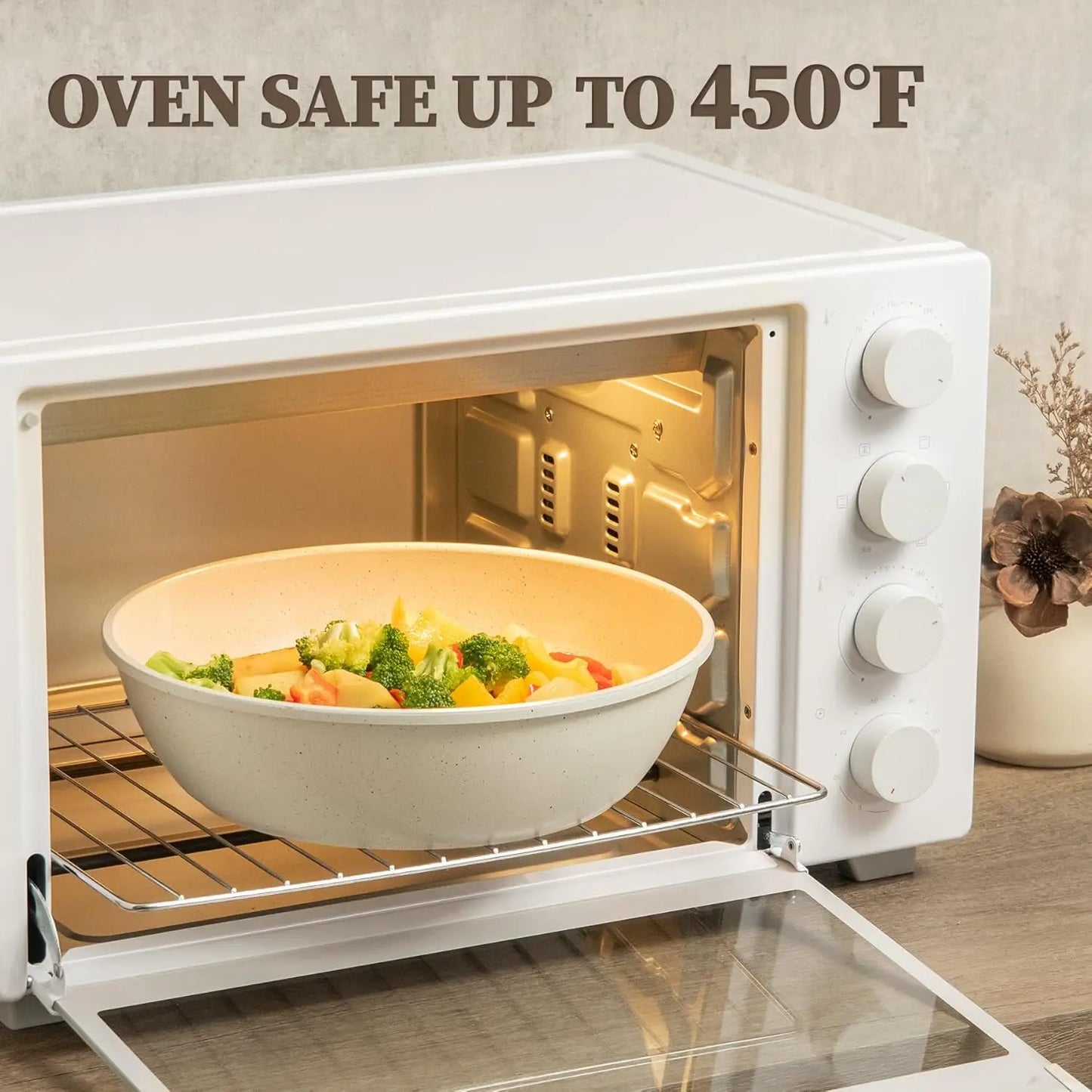 Ceramic Cookware Set With Detachable Handle Nonstick Induction Dishwasher Safe