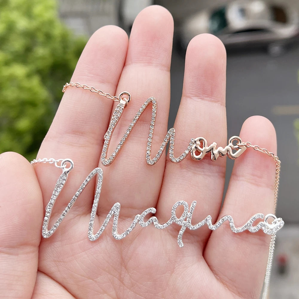 Duoying Zirconia Initials Name Necklace With Crystal Pendant