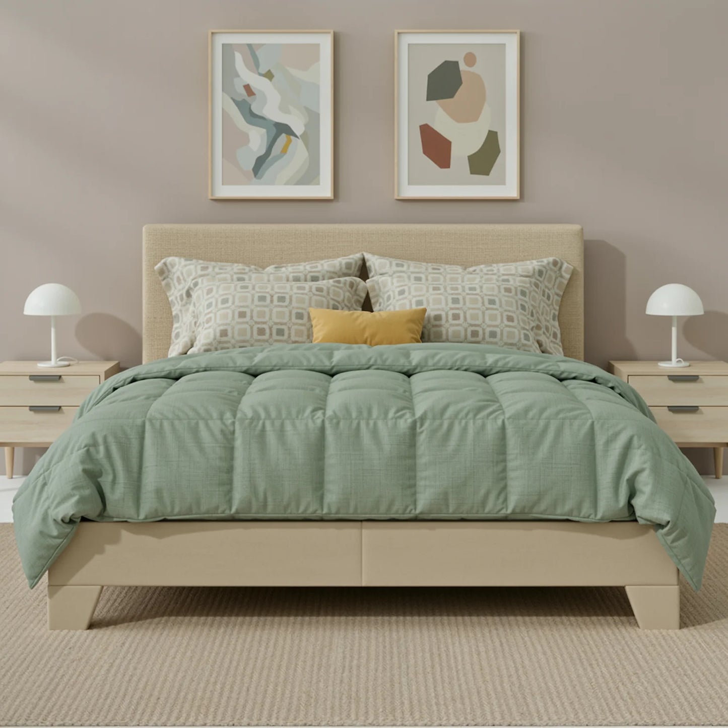 HOOMIC Upholstered Bed Frame with Adjustable Headboard and Quiet Support