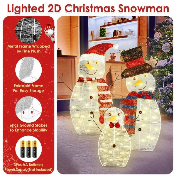 Christmas Snowman Family Yard Decorations With LED Lights