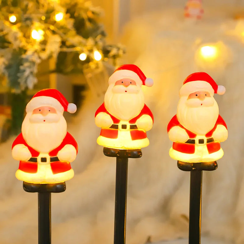Solar Santa Claus Pathway Garden Stake Lights For Holiday Decor