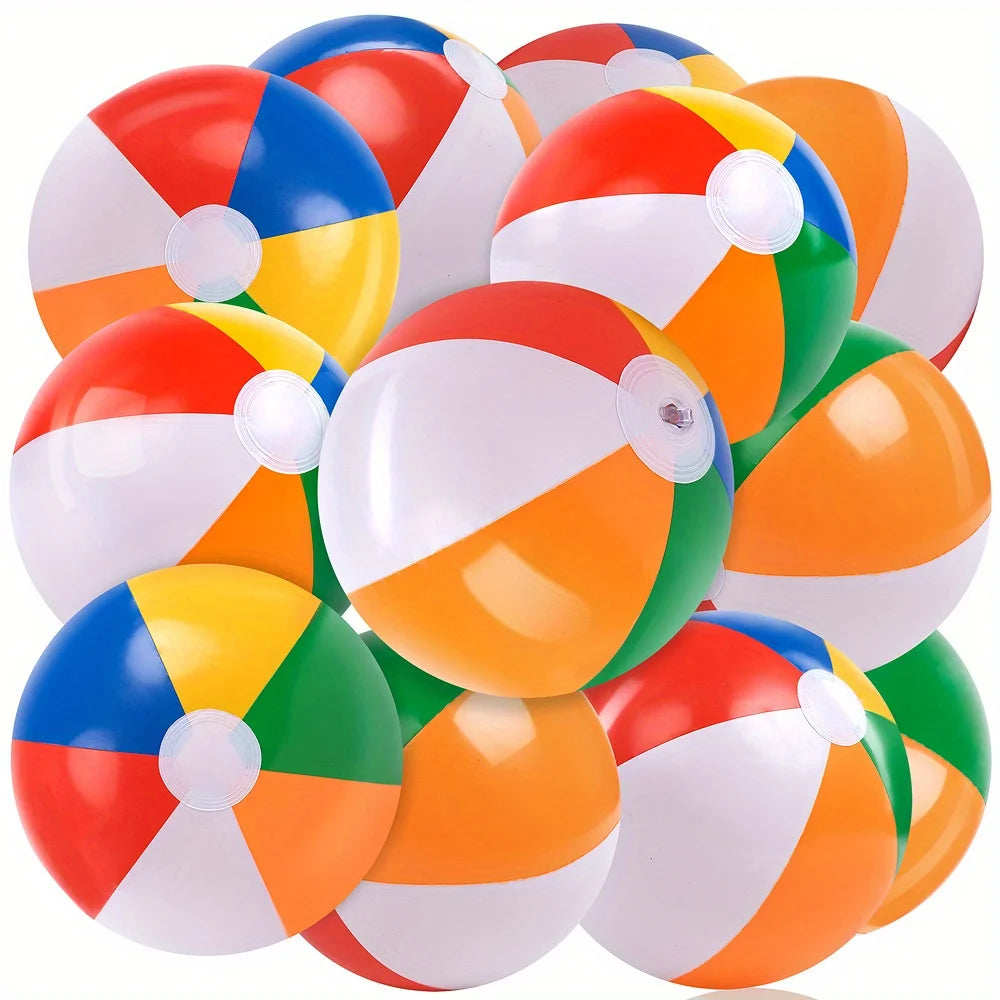 Joyfy Rainbow Beach Balls 12 Pack Inflatable Pool Toys Set