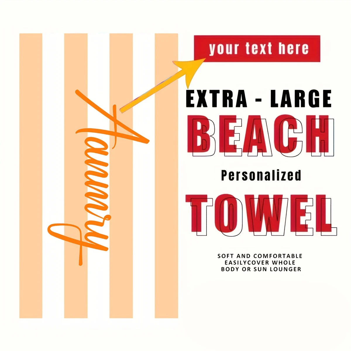 Personalized Striped Beach Towel Custom Name Microfiber Quick Dry