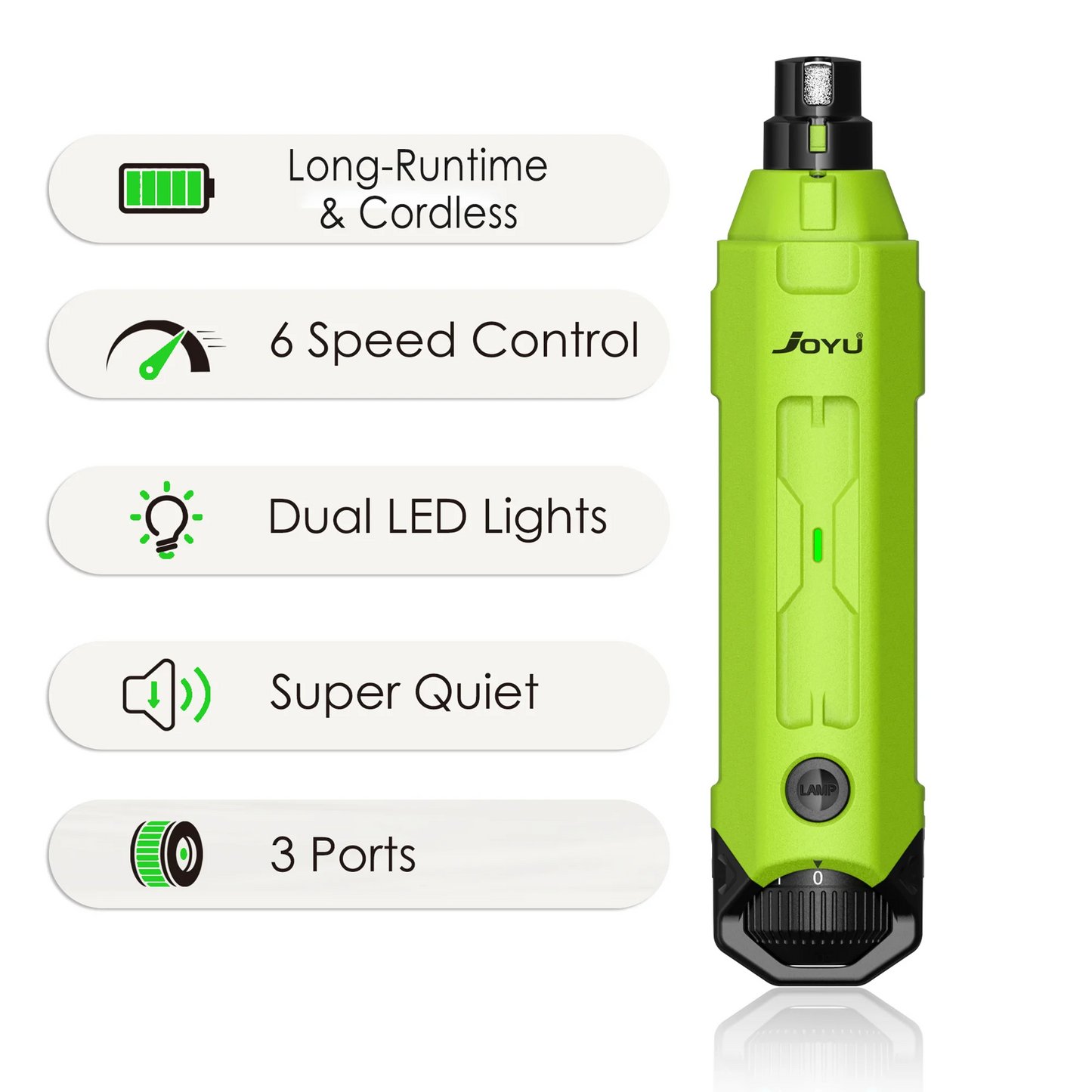 JOYU 6 Speed Dog Nail Grinder Quiet Rechargeable Trimmer