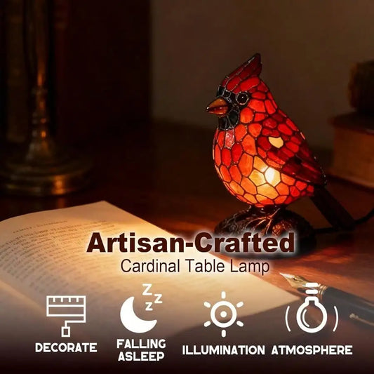 Resin Cardinal Bird Night Light Decorative Desk Lamp for Home