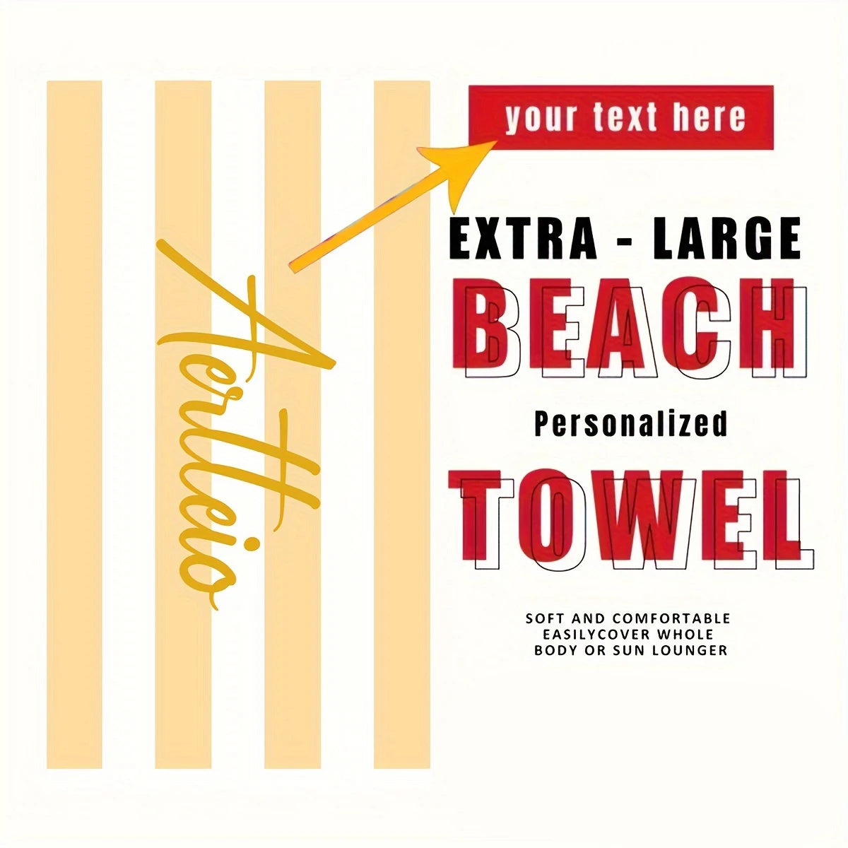 Personalized Striped Beach Towel Custom Name Microfiber Quick Dry