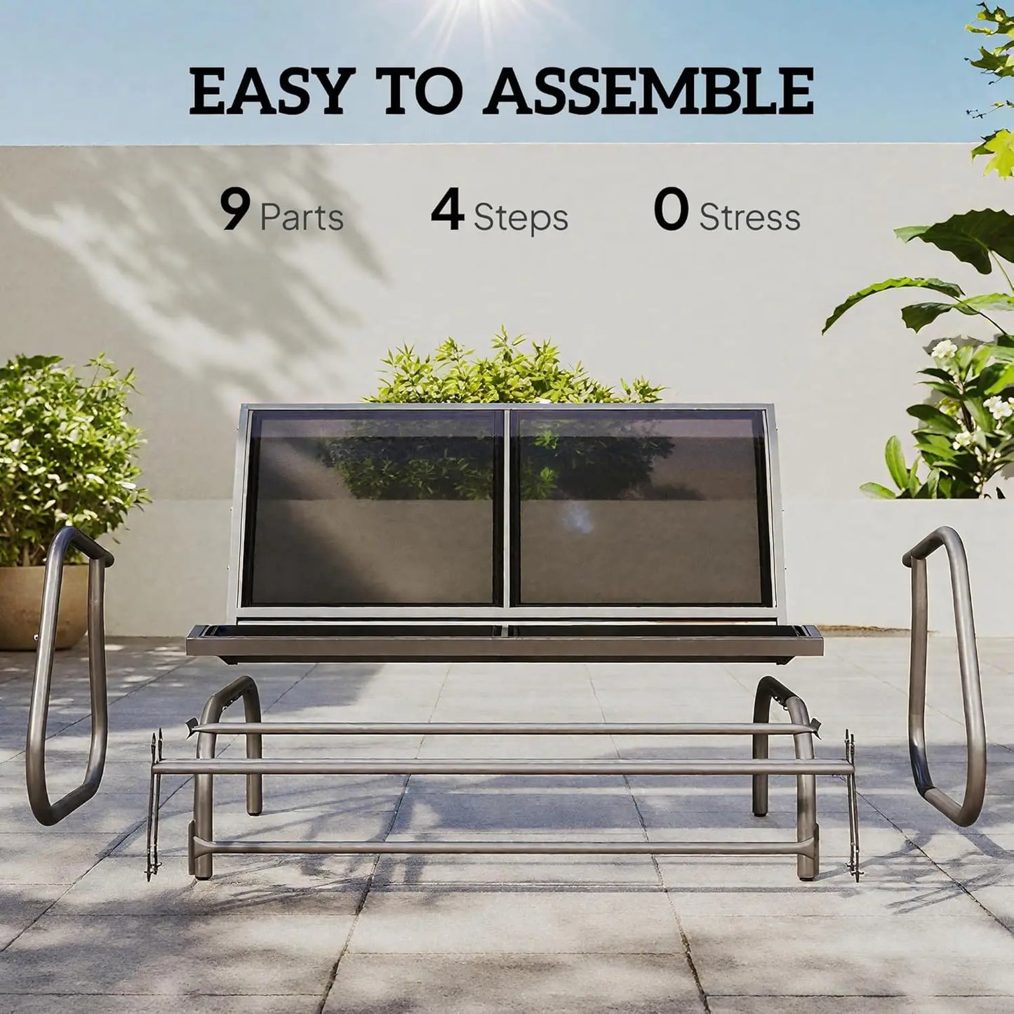 2 Person Outdoor Glider Bench With Powder Coated Steel Frame For Patio