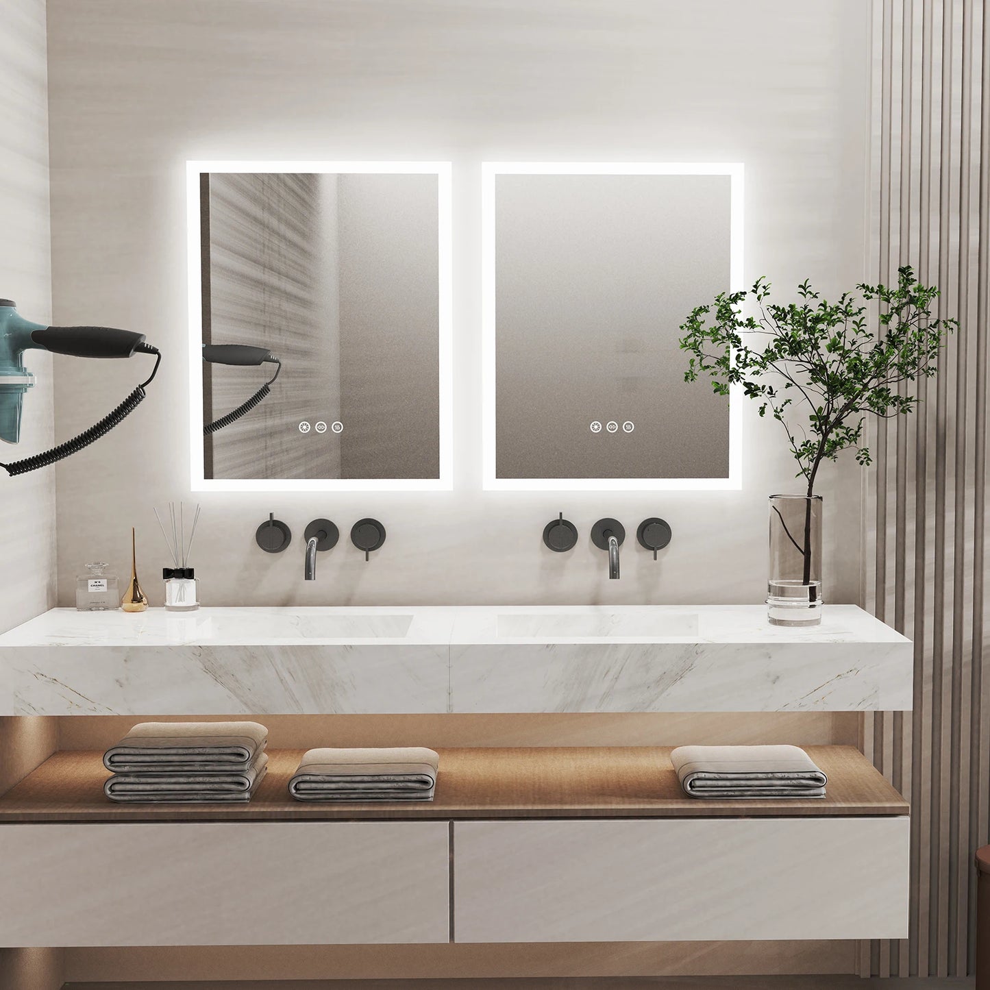LED Vanity Mirror Illuminated Anti Fog Bathroom Wall Mount