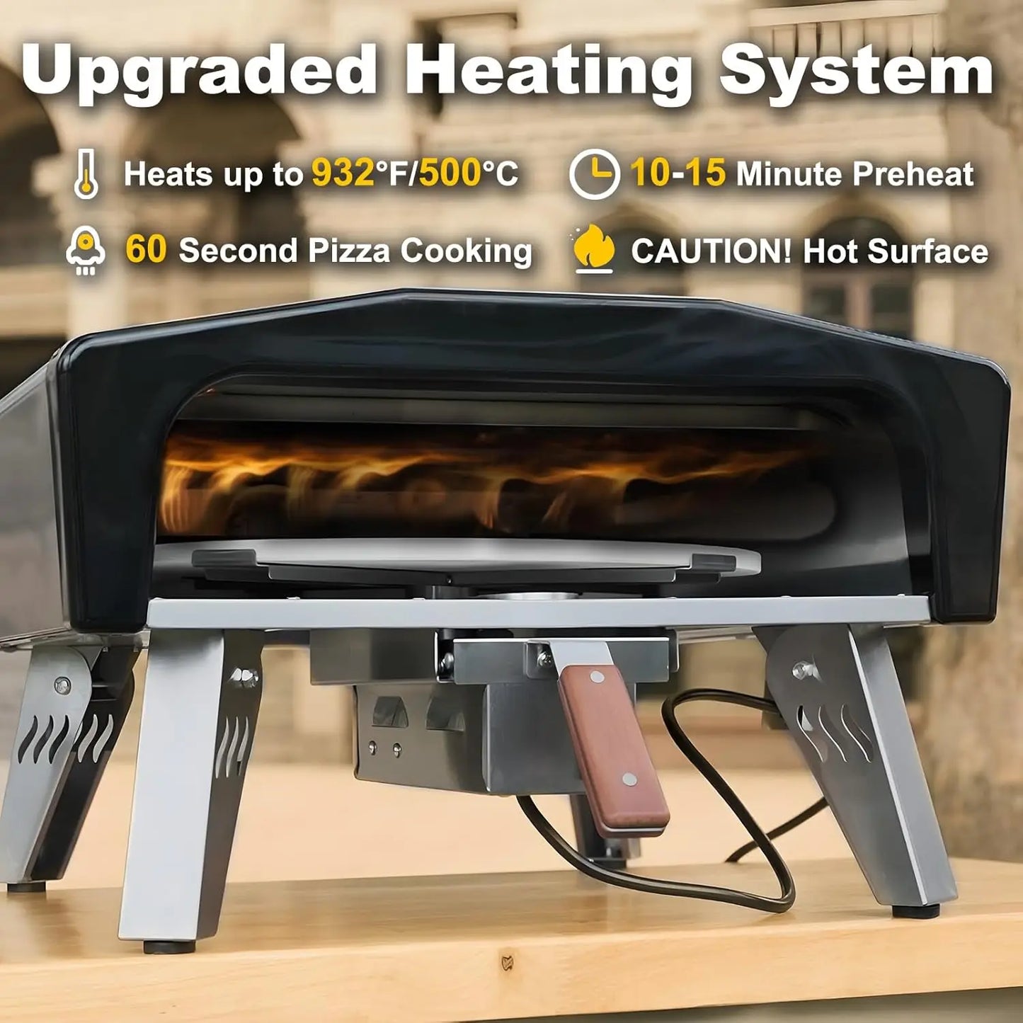 Outdoor Gas Pizza Oven With Rotating Stone And Carry Bag