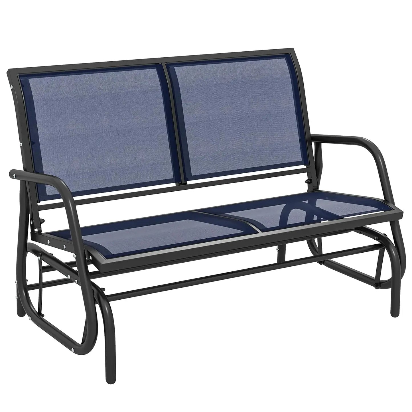 2 Person Outdoor Glider Bench With Powder Coated Steel Frame For Patio