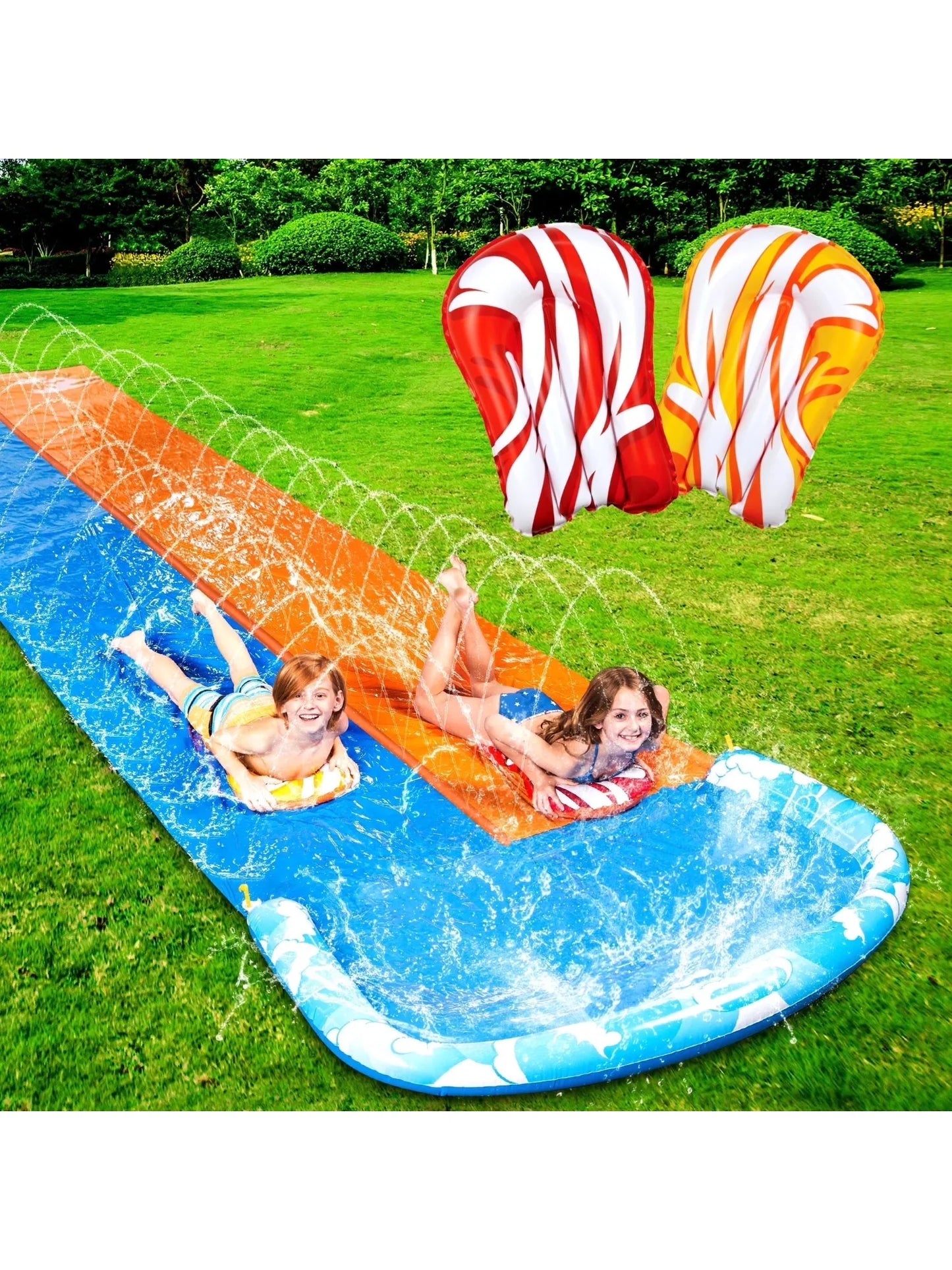 Joyfy Water Slide With Two Bodyboards For Outdoor Fun