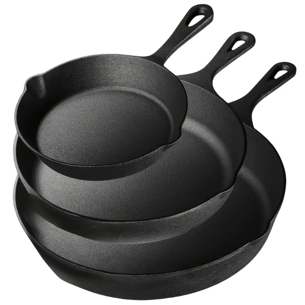 AEDG 3 Piece Cast Iron Skillet Set