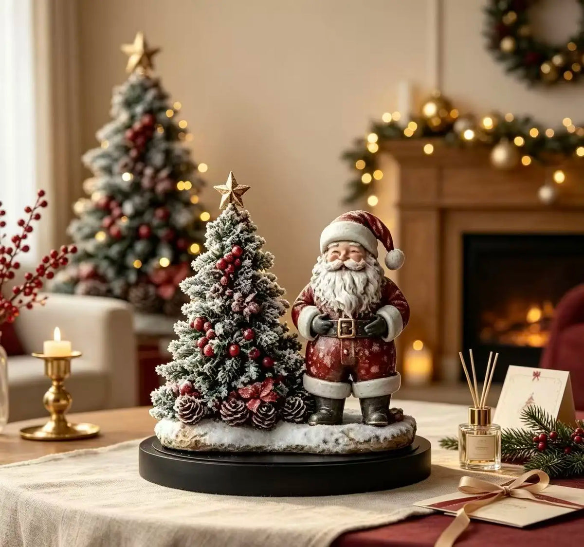 Santa Claus Mini Christmas Tree Resin Tabletop Ornament Decoration