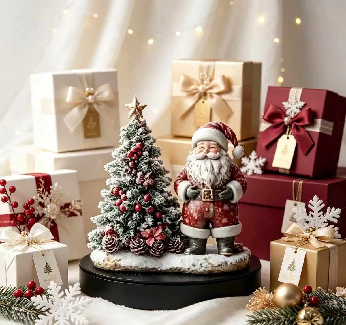 Santa Claus Mini Christmas Tree Resin Tabletop Ornament Decoration