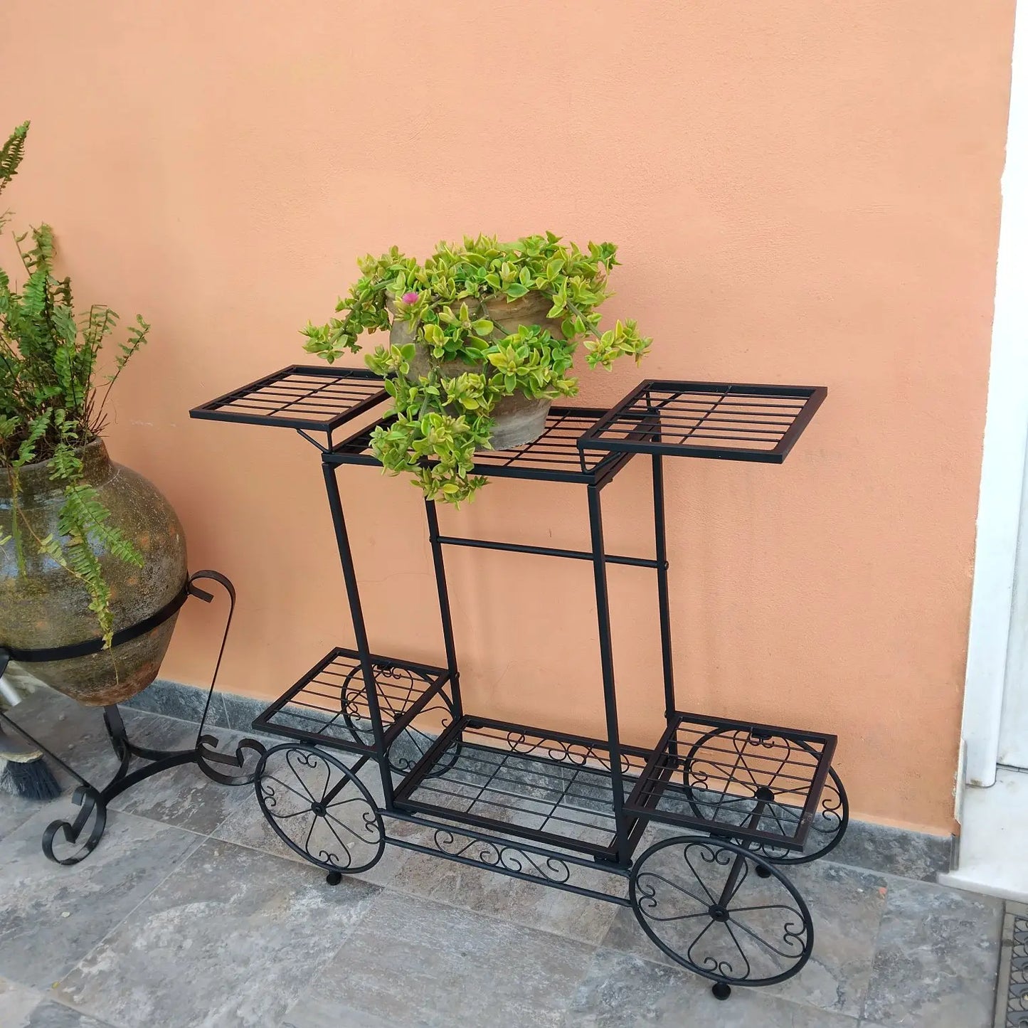 Wisfor Garden Cart Stand Flower Pot Holder Rack Plant Stand