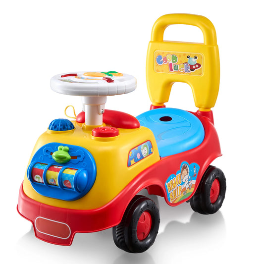 SucceBuy Toddler Ride On Push Car Sit To Stand Toy With Music Steering Wheel