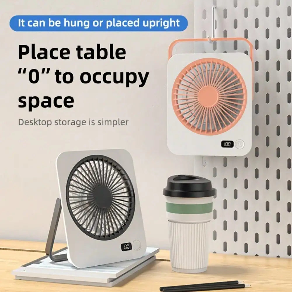 Rechargeable USB Mini Desktop Fan With Foldable Handle And 5 Speed Ultra Quiet