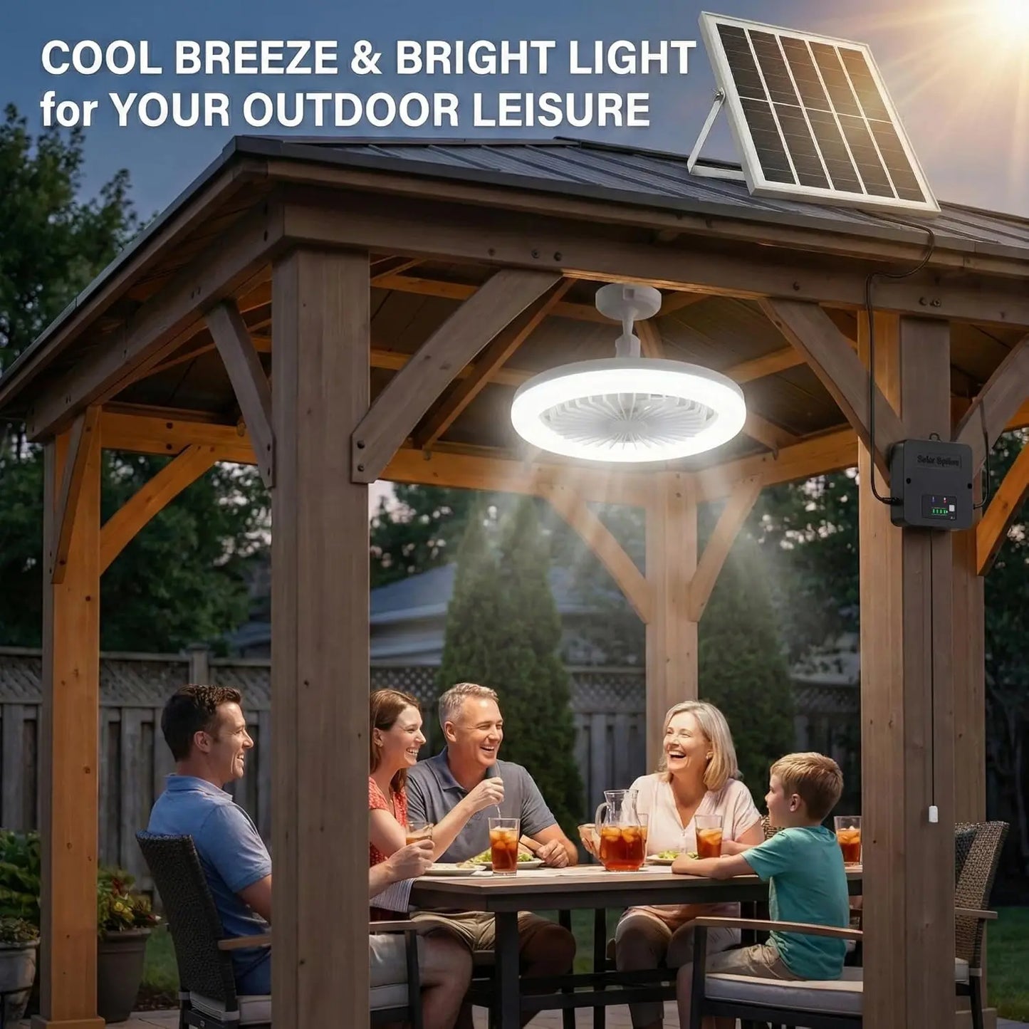 Solar Ceiling Fan With Light Three In One Indoor Outdoor IP65