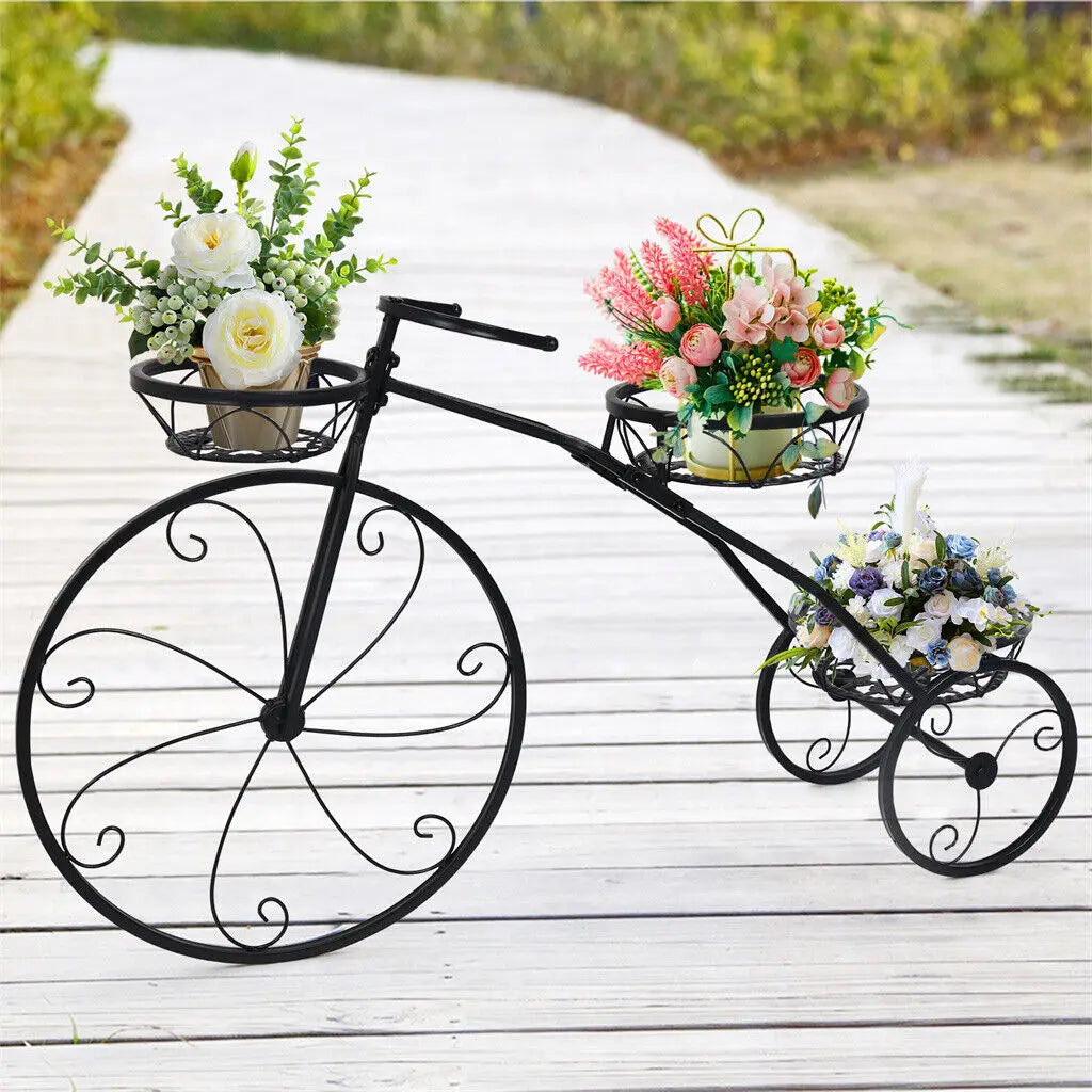 Wisfor Indoor 3 Tier Iron Garden Plant Stand Bicycle Shape
