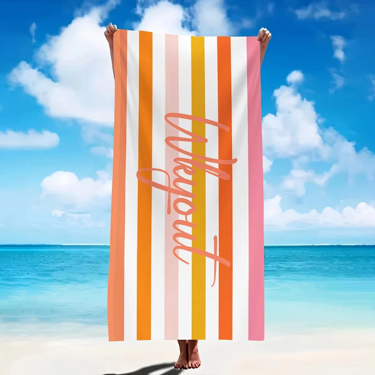 Personalized Striped Beach Towel Custom Name Microfiber Quick Dry