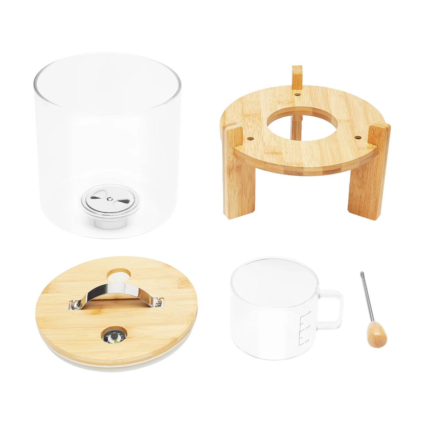 Glass Cereal Dispenser And Storage Container With Measuring Mug