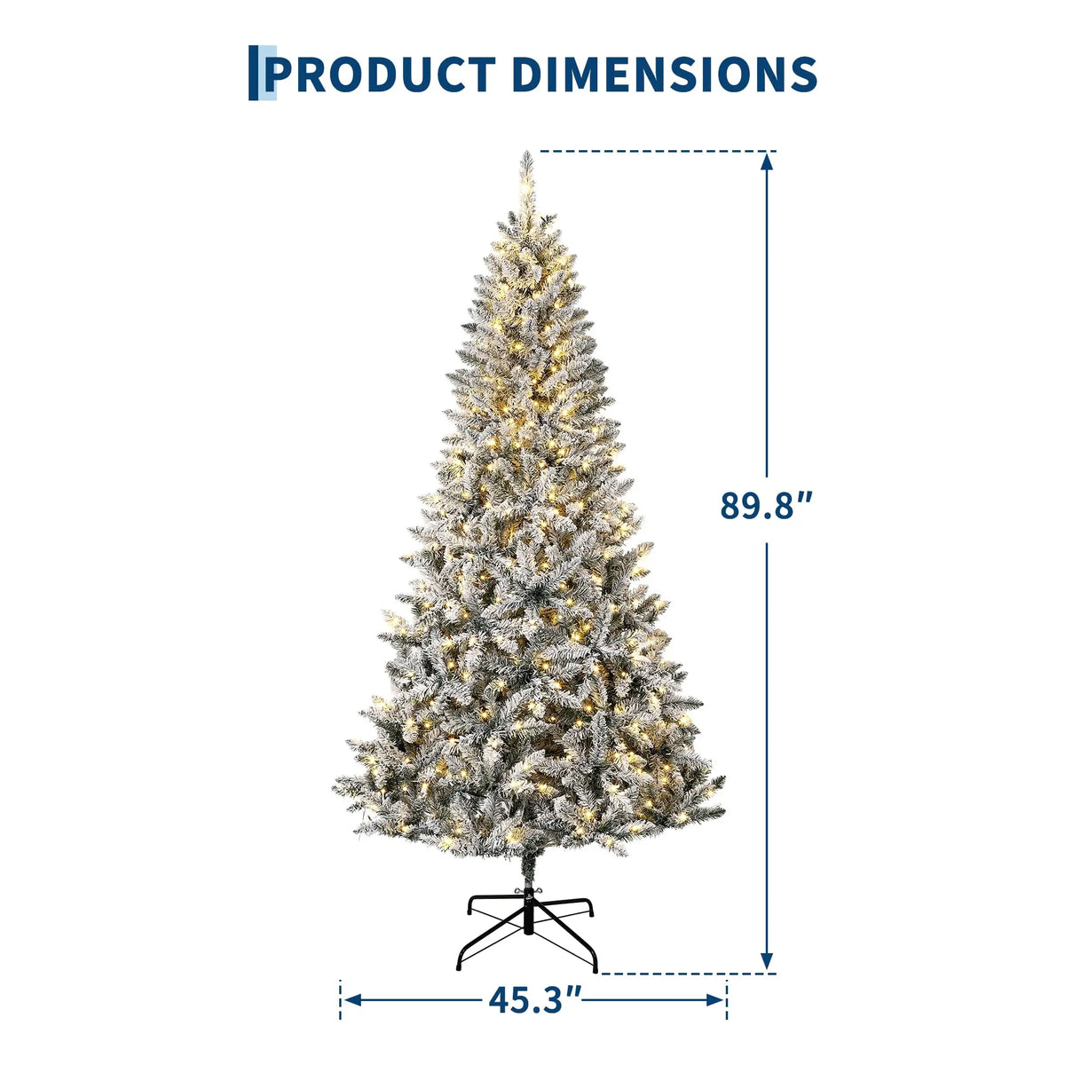 HiMISS Pre Lit Flocked Christmas Tree With Lights and Stand