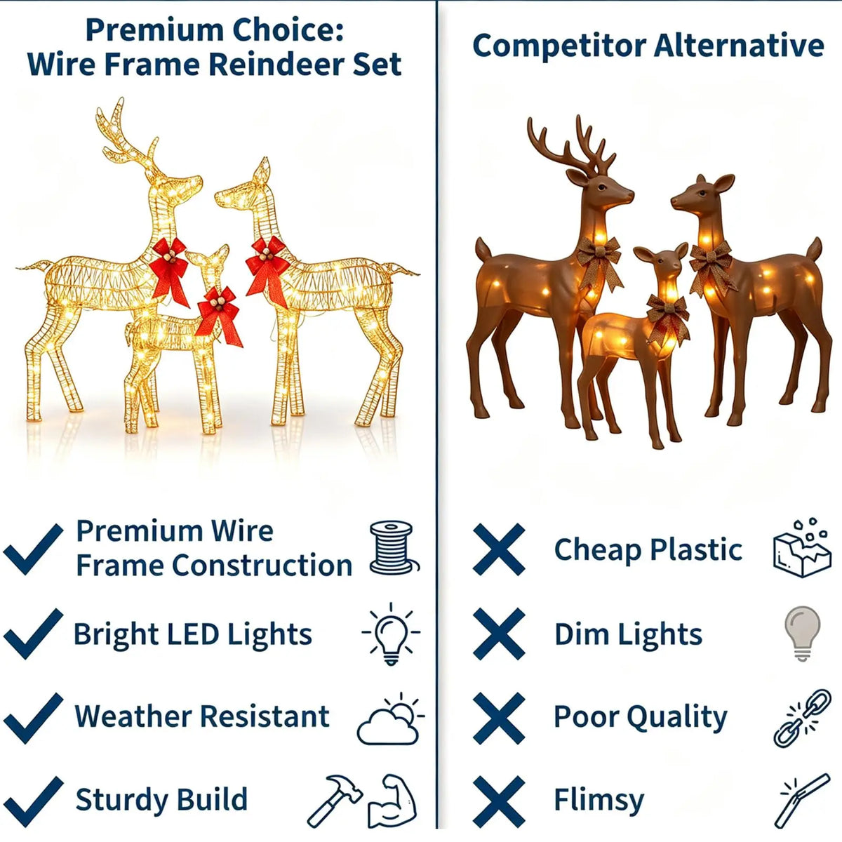 HiMISS Lighted Christmas Reindeer Decoration