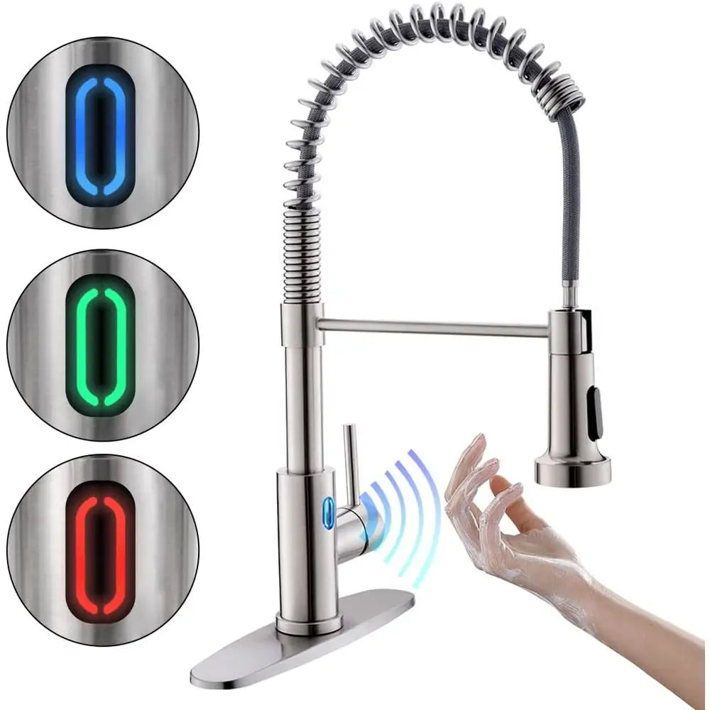 Touchless Kitchen Faucet With LED Light And Motion Sensor