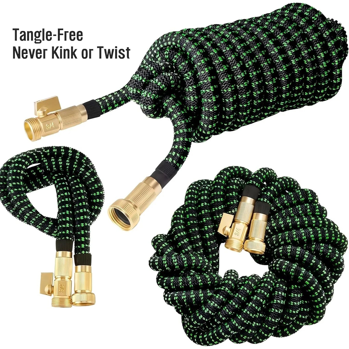 Non Expandable Garden Hose With 10 Function Nozzles Flexible Lightweight