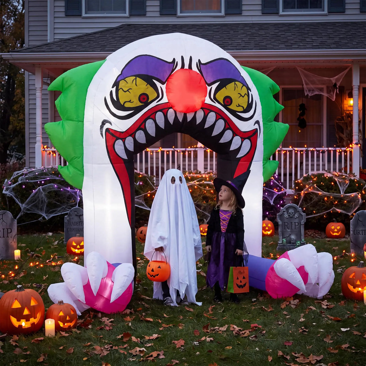 GAOMON Halloween Inflatable Clown Arch With LED Lights