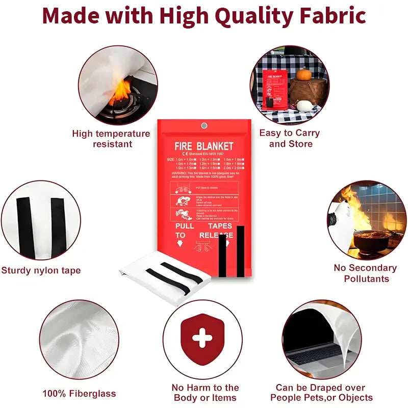 Emergency Fire Blanket 4 Pack Fiberglass Heat Resistant Kitchen Safety
