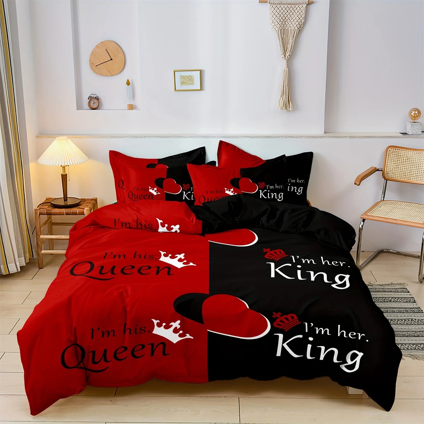 YHXSLYCN Three Piece Duvet Cover Set With Letter Print